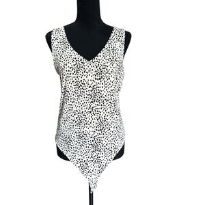 Express Black and White Asymmetrical Sleeveless Tank Top